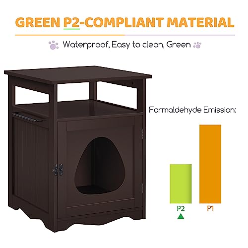 image for Yaheetech Cat Litter Box Enclosure, Hidden Litter Box Furniture with O