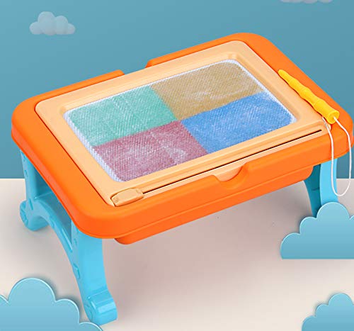BETTINA 2 in 1 Block Activity Table & Magnetic Drawing Boards with 102 Pcs Blocks, Building Toys & Doodle Board for Kids (Blue)