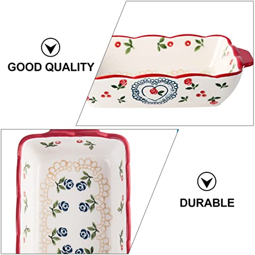 Upkoch 1 Pc Loaf Bowl Oven Ceramic Individual Lasagna Use X Pans Cake Bread Plate Toast Assorted Household Handles Rice And Banquet Porcelain Exquisite Bakeware Casserole Oblong Serving #TOP1