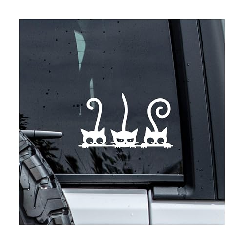 MYMKO Three Cute Cats Decal, Pets Mom Car Window Decals, 6 Inches UV DTF Tranfer Car Stickers, Angry Animal Weatherproof Car Truck Window Bumper Sticker, Funny Car Stickers and Decals for Cat Lovers
