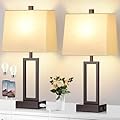 Lolikit 23.5" Touch Control Table Lamps, Metal Bedside Lamp for Bedroom Set of 2 with USB A+C Ports & AC Outlet, 3-Way Dimmable Nightstand Lamp for Living Room (LED Bulb Included)