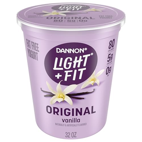 Dannon Light + Fit Vanilla Fat Free Yogurt, Creamy and Delicious Gluten Free Yogurt, 32 OZ