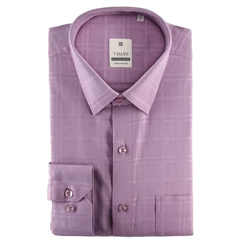 Image of 7-DAYS Men's Premium Formal Shirts - Regular Fit, Full Sleeve, 100% Pure Cotton, Self-Design, with Pocket - Stylish Office Shirts for Men