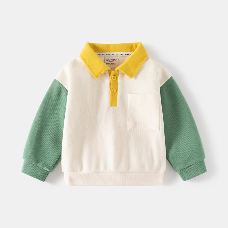 Toddler Baby Boy Girl Cotton Pullover Sweatshirt Polo Henley Long Sleeve Button Down T Shirts Color Block Fall Tops3