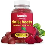 Kwala Nutrition Beet Gummies for Energy, Nitric Oxide & Heart Health | Super Nitric Oxide Supplement with Grape Seed Extract | Pomegranate Flavor | Vegan, Non-GMO | 60 Beet Chews, Chewables