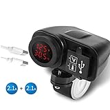 - Cargador USB de doble puerto: este cargador USB de motocicleta tiene doble puerto, DC 5V 4.2A (2.1A + 2.1A), ideal para cargar sus teléfonos, tabletas, dispositivos Android, PDA, GPS, etc.