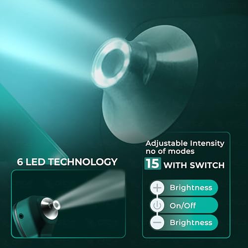 Image of OTICA 3.7V Professional Diagnostic Pocket LED Otoscope | Rechargeable In-Built 3500mAh Battery | Type-C Charging | Adjustable Intensity | 10 Disposable Specula + Spare Glass | 11707 - Green