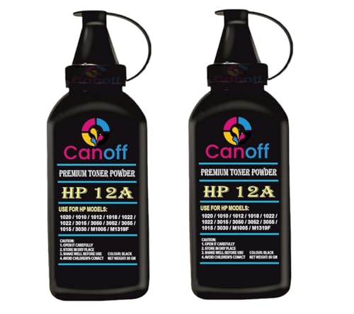 Image of CANOFF 12A Toner Powder Compatible for HP12A Toner Cartridge for LaserJet Printer 1020 1010 1012 1018 1022 1022 3015 3050 3052 3055 1015 3030 m1005 m1319f (160g.) (Pack of 2pc.-Toner Powder 80gm.)