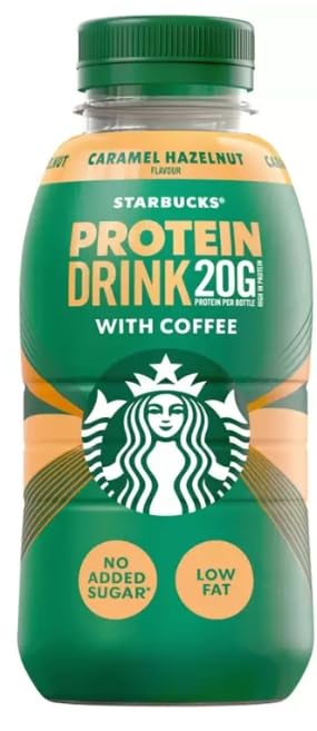 Starbucks Protein Caramel Hazelnut, 8 x 330 ml - Proteinreiches Kaffeegetränk mit reichhaltigen Karamell- & Haselnussaromen, trinkfertiges Cold Brew, fettarm, perfekt für den Energieschub unterwegs