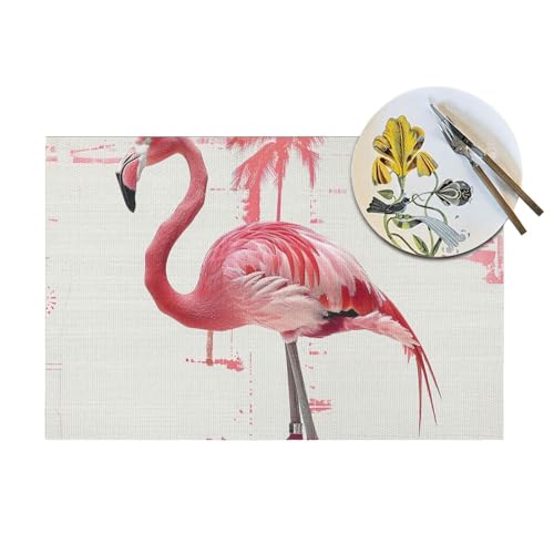 Set de table PVC imprimé flamant rose lavable antidérapant résistant