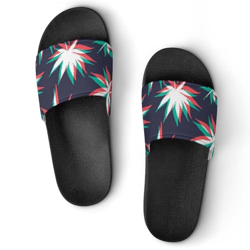 Sandales chaussons de maison slide : claquettes femme feuille d'érable de bain