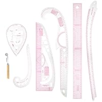 QWORK® 7 Stück kurvenlineal set, schneider lineal, metrisches nähen lineal, nähzubehör, für Designer, Schnittmusterersteller, Schneider
