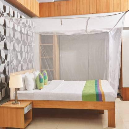 Mosquito NET for Double Bed Poly Cotton/King Size Queen Size Bed/Double Bed/machardani Protection for Baby (7x7 ft White)