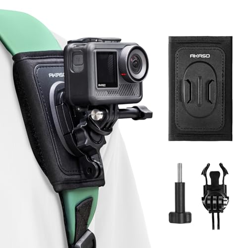 AKASO Sac à Dos avec Sangle d'épaule Réglable et Crochet en J, Système de Fixation pour Camera Sport GoPro Hero 13/12/11/10/9 Session, DJI Osmo Action 5...