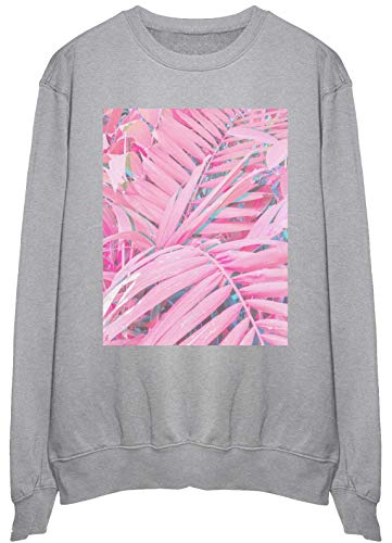 Sweatshirt rose imprimé palmier pull pullover XL en coton doux
