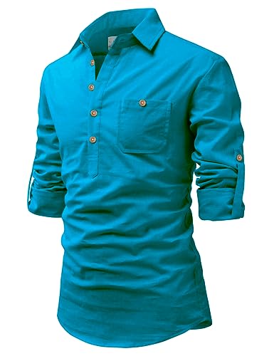 Image of Vida Loca Men Cotton Full Sleeve Casual Spread Collor Slim Fit Short Kurta for Men and Boys (Pack of 2)