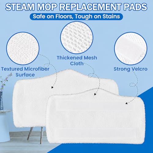 Image of 6 Pack Steam Mop Replacement Pads Compatible with Shark S1000, S3101, S3202, S3250, and S3251, Reusable Microfiber Steam Mop Pads for Sealed Hardwood, Tile, Laminate & Vinyl, White Towel