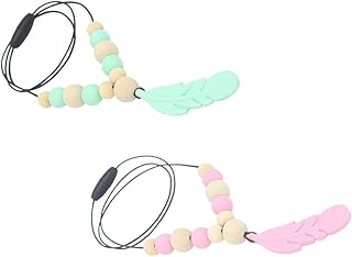 Hohopeti 2 Pçs Mordedor Mastigar Colares Brinquedos Para Bebês Brinquedos Infantis Brinquedos De Silicone Mastigável Colar Brinquedos Para Bebês Mastigar Brinquedos Colar De Mastigar Bebês