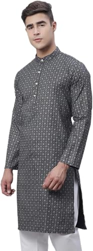 Men's Cotton Blend Foil Printed ONLY Long Kurta2