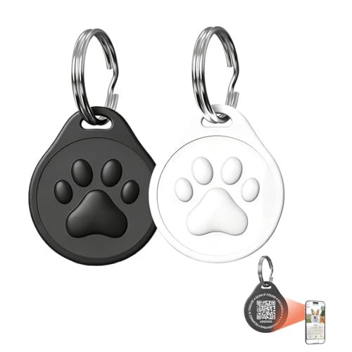 Teegxddy 2 Stück Hundezubehör Mit QR-Code Hundetracker Hundemarke mit Gravur Anti-Verlust-Haustier-Marke Intelligente(Schwarz + Weiß)