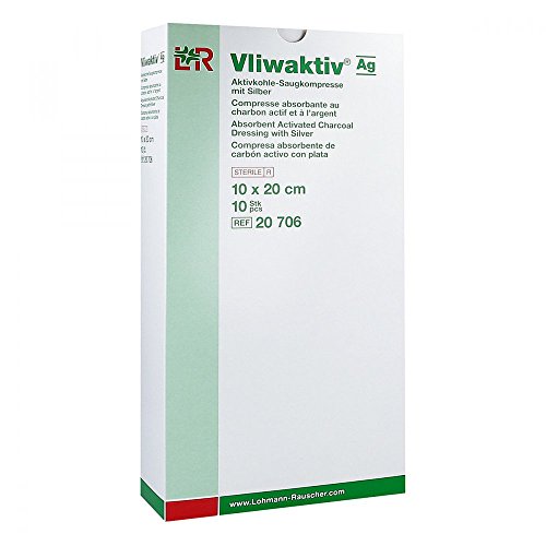 VLIWAKTIV AG Aktivkohle Saugkomp.m.Silber 10x20 cm 10 St Kompressen