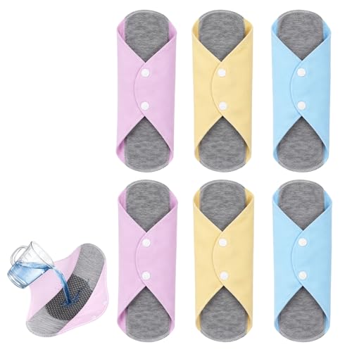 6 PCS Reusable Incontinence Pads Reusable Incontinence Pads for Women Reusable Pads Menstrual for Daily Bladder Leak Protection Bringing You a Dry Experience (Random Color