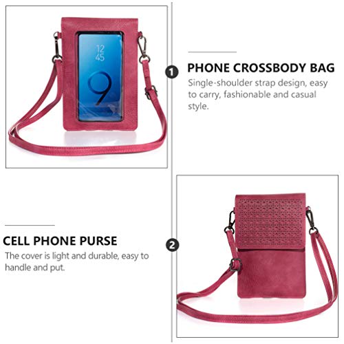 VILLCASE Bolsa de Telefone Celular Bolsa Pequena Carteira de Couro Bolsa Touch Screen Mini Bolsa Cro