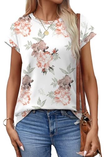 Image of Alaroo Womens Summer Tops Short Sleeve Shirts Crew Neck Tshirt Cute Trendy Tunic Blouses (S-3XL)