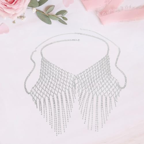 Cadena de pecho con flecos de diamantes accesorio de bikini de mujer para playa 6