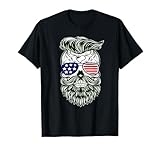 Skull with Beard Wearing American Flag Glasses T-Shirt