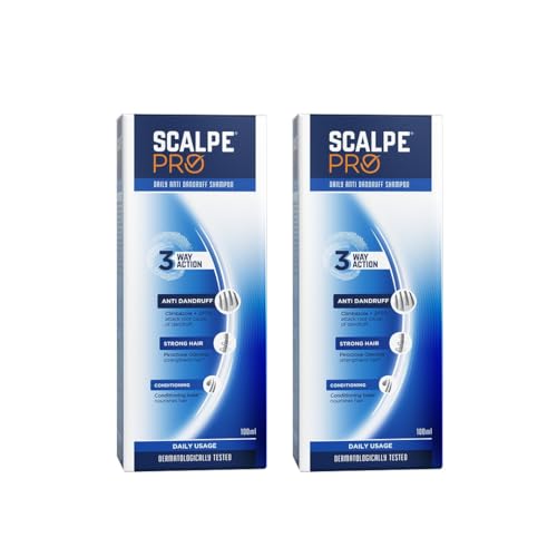 Image of Scalpe Pro Daily Anti-Dandruff Shampoo | Removes Dandruff from Source | Helps with Itching, Irritation & Redness accompanying Dandruff | Scalpe Science | Climbazole & ZPTO Formulation | Strong & Smooth Hair | Daily Use | Dermatologically Tested Solution | For Women & Men | 100ml | Pack of 2