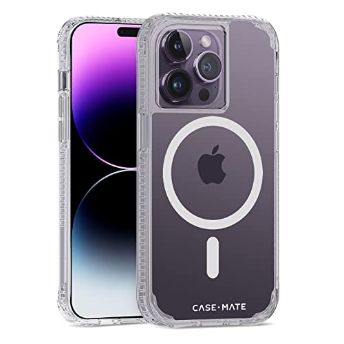 Case-Mate Tough Plus iPhone 14 Pro Case - Clear [15FT Drop Protection] [Compatible with MagSafe] Magnetic Phone Case for Apple 14 Pro 6.1", Shockproof Cover with Anti Yellow, Anti Scratch Tech, Slim