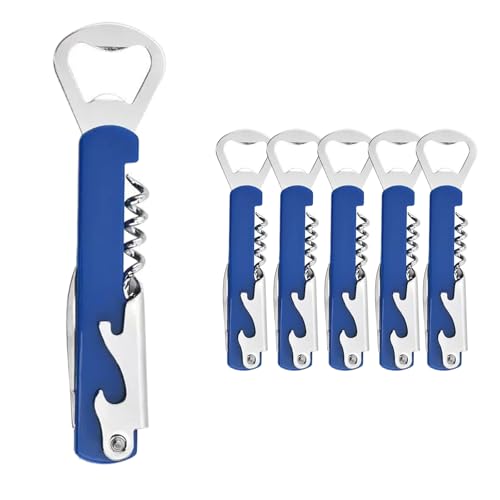 Zuzer 6 Pezzi Cavatappi Apribottiglie Multifunzionale in Acciaio Inossidabile per Vino, Birra, Casa, Bar e Regalo