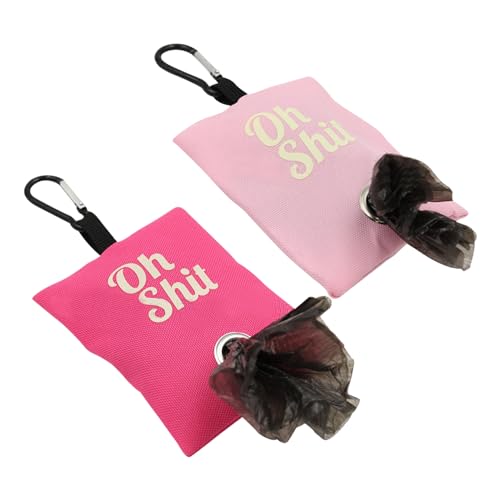 RTRTGS 2 Pezzi Dispenser per Sacchetti di Rifiuti per Animali Domestici,per Guinzaglio, Portatile Sacchetti per Rifiuti per Cani, con Clip in Metallo (Rosa, Rosso)