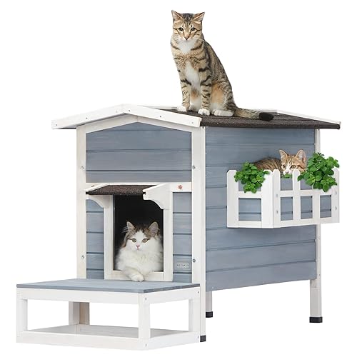 Petsfit Weatherproof Outdoor Cat Shelter/House/Condo with Stair