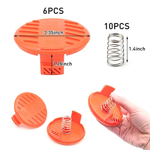 Trimmer Replacement Spool Cap Cover Replacement Spool Cap,for Replace RC100P, RC-100-P, 385022-03 Compatible with Black and Decker,Weed Wacker Eater Caps Cover,Grass Trimmer Parts (6 Cap, 10 Spring)