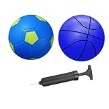ABAJI Mini 2 Pack Toy 5 inch Basketball Soccer Ball Pump Needle Rubber Material Mini Hoop Toddlers Kids Teenagers Swimming Pool Indoors Outdoors