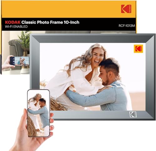 KODAK Cadre Photo numérique 10,1' avec Bord métallique Wi-FI 16 Go de mémoire Écran Tactile HD IPS Partagez des Photos Via l'application (10,1')