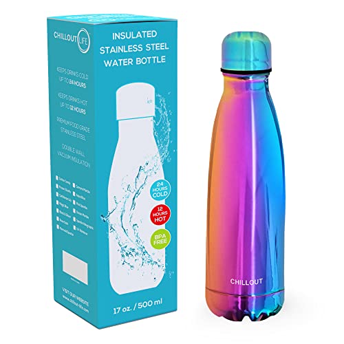 Image of CHILLOUT LIFE 17oz Insulated Stainless Steel Water Bottle, Leak Proof