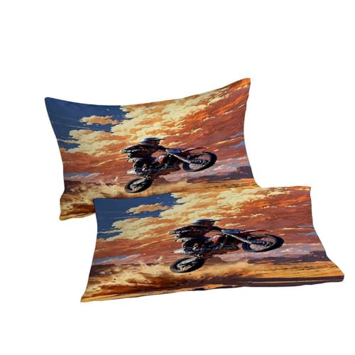 Housse de couette moto 220x240 cm avec taies d'oreiller pour lit king size