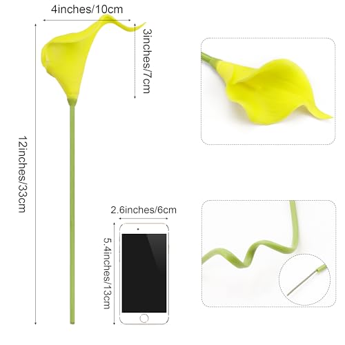Image of SITUMEIZI 24 Pcs Yellow Fake Flowers Artificial Calla Lily
