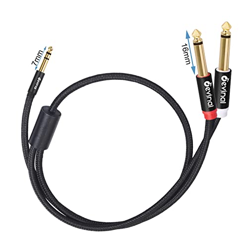 Devinal 3.5mm TRS to Dual 1/4"(6.35mm) TS Y-Cable, 1/8" to Two 6.35mm Mono Stereo Splitter Cord, Compatible for Computer Sound Cards, CD Players, Multimedia Speakers and Home Stereo Systems 3FT by Devinal - Used condition - Image 6