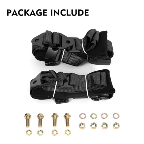 Image of 2PCS 4 Point Bucket Racing Harness With Padding Heavy Duty Buckle, Upgraded 3 Inch Black Straps, UTV Harness 4 point Universal Adjustable for Adults Easy Install