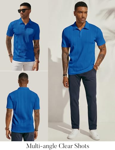 Image of PJ PAUL JONES Mens Polo Shirts Short Sleeve Textured Knit Polos