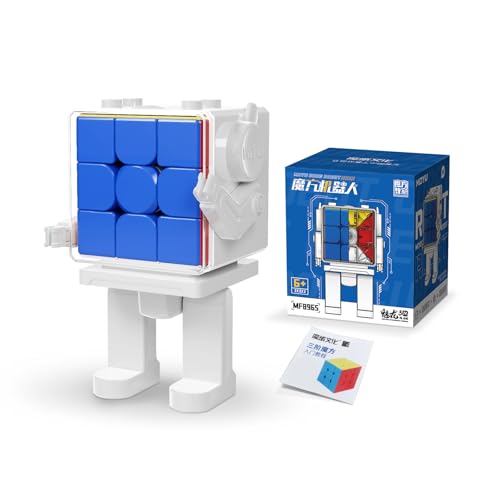 Moyu 3x3 磁気キューブです スピード キューブ ロボット形ディスプレイ ボックス、3x3 パズル キューブ ステッカーなし マスター キューブ スピード キューバーのためのギフト 磁石内蔵 磁石 国内正規品