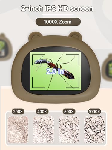 Image of Acoath Microscope for Kids, 1000X Handheld Digital Miniscope with 2.0 inch Screen, Portable Pocket Microscope Education Toys Birthday Gifts for Age 3 4 5 6 7 8 9 10 Girls Boys