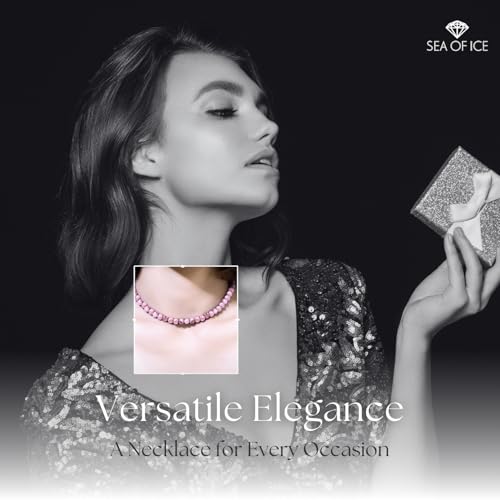 SEA OF ICE Precious Gemstone 6mm Round Beads Necklace 14" Plus 2" Extender with Sterling Silver Spring Ring Clasp4