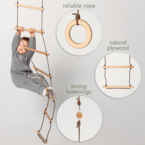 Kids Play Set – Jungle Gyms for Kids – Indoor Outdoor playset for Boys and Girls – Gymnastics kit Include Swing, Climbing Ladder, Gymnastics Rings