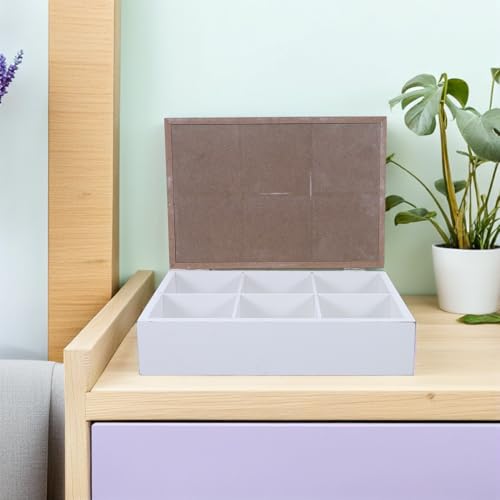 Boîte de rangement multifonction en bois déco marine avec 6 compartiments