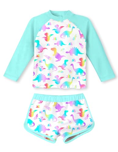 Image of Vogseek Girls Rash Guard Two Pieces Swimsuit Long Sleeve Bathing Suit for 3-10 Years